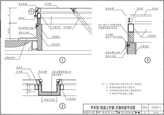 21J621-1圖集一字型電動天窗結構示意圖